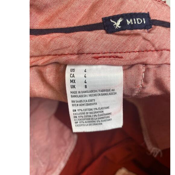 American Eagle Red Midi Stretch Cotton Blend Shorts Women's Size 4 - Picture 4 of 8